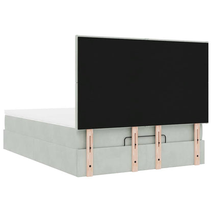 Ottoman bed met matrassen en LED's 140x190cm fluweel lichtgrijs