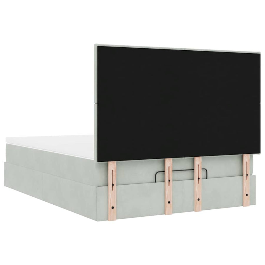 Ottoman bed met matrassen en LED's 140x190cm fluweel lichtgrijs