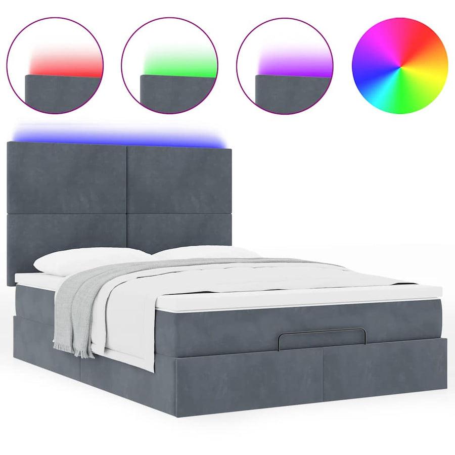 Ottoman bed met matrassen en LED's 140x190cm fluweel
