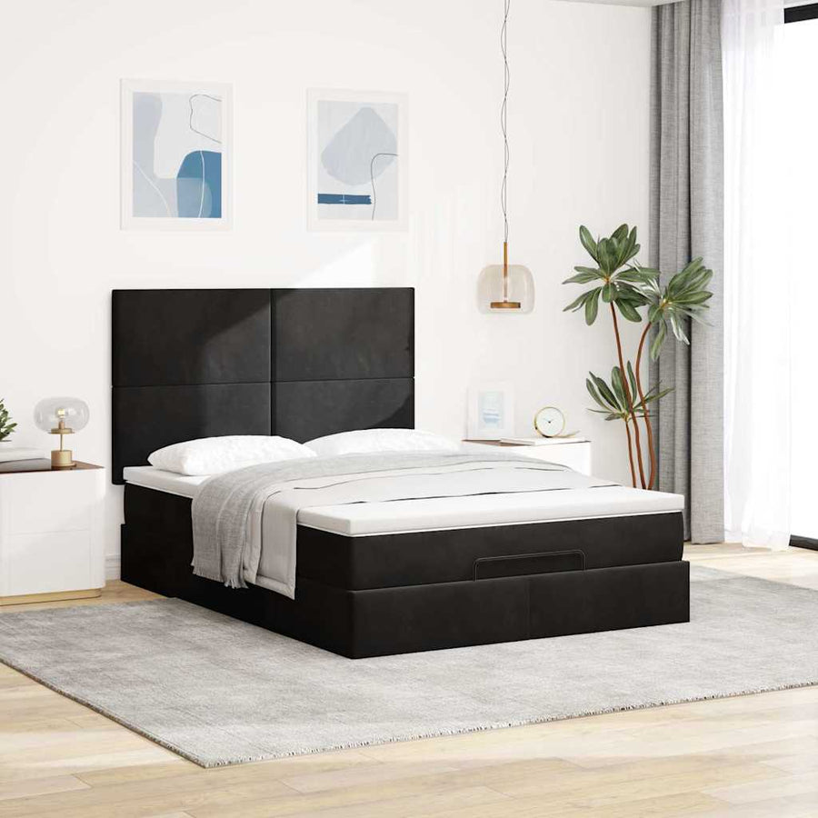 Ottoman bed met matrassen en LED's 140x190cm fluweel zwart