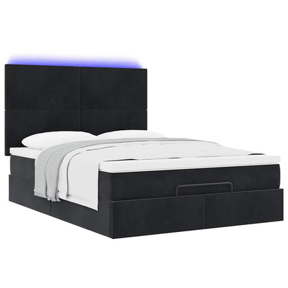 Ottoman bed met matrassen en LED's 140x190cm fluweel zwart