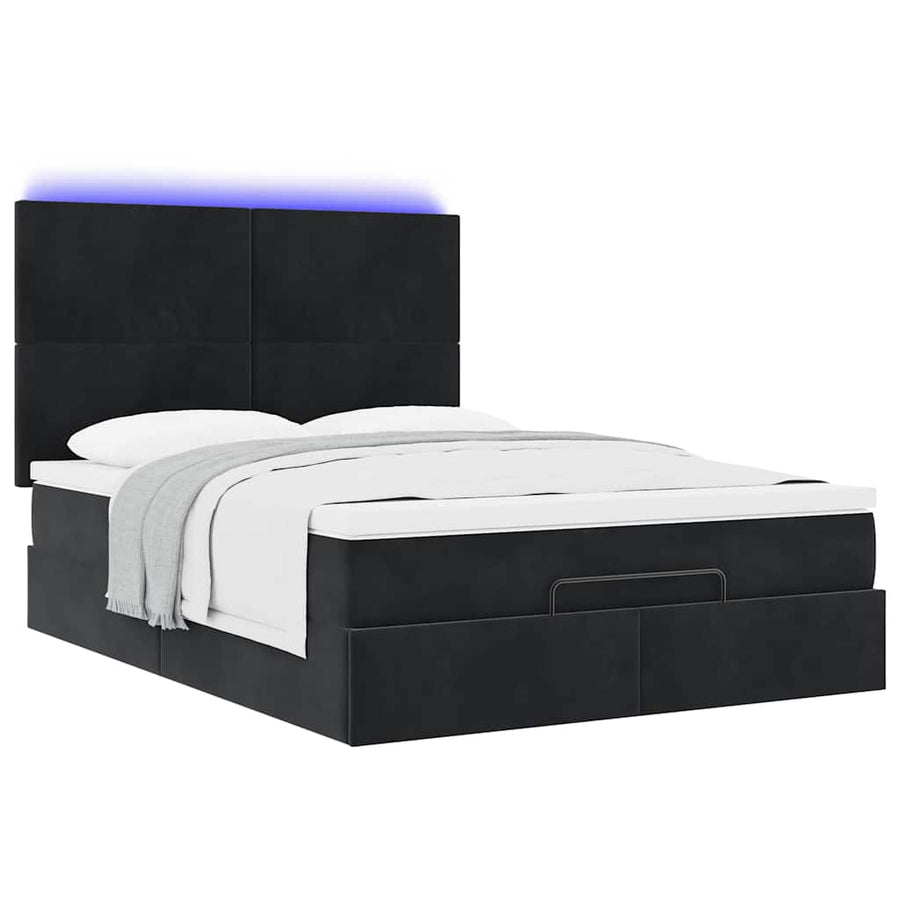 Ottoman bed met matrassen en LED's 140x190cm fluweel zwart