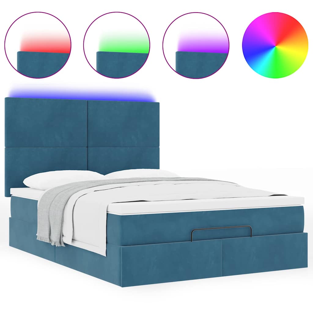 Ottoman bed met matrassen en LED's 140x190cm fluweel
