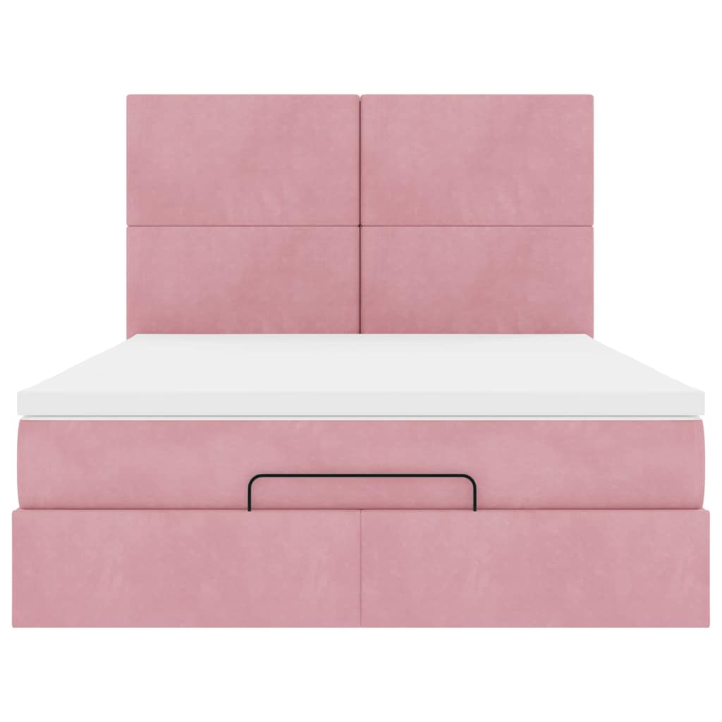 Ottoman bed met matrassen en LED's 140x190cm fluweel roze