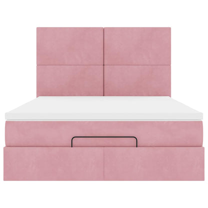 Ottoman bed met matrassen en LED's 140x190cm fluweel roze