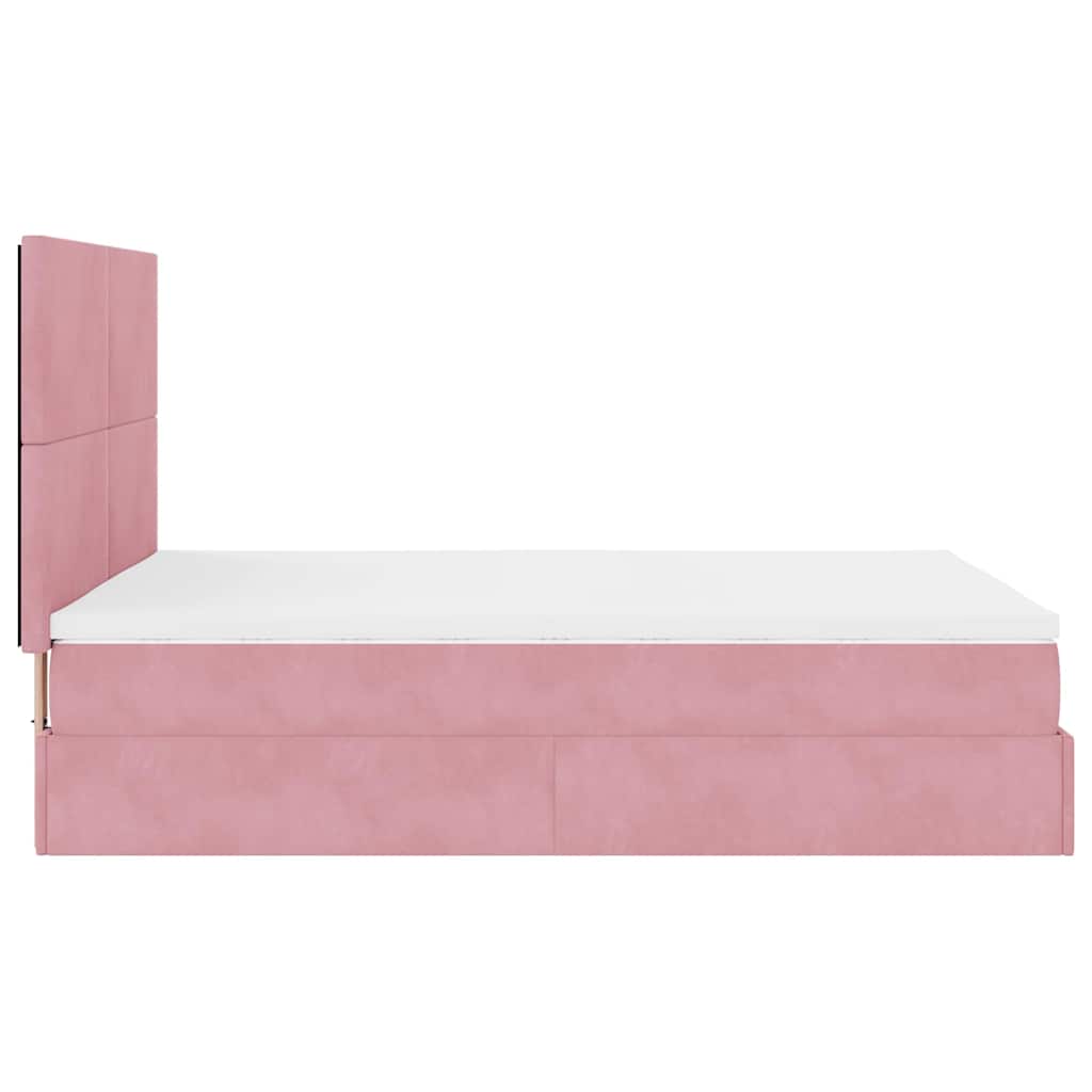 Ottoman bed met matrassen en LED's 140x190cm fluweel roze