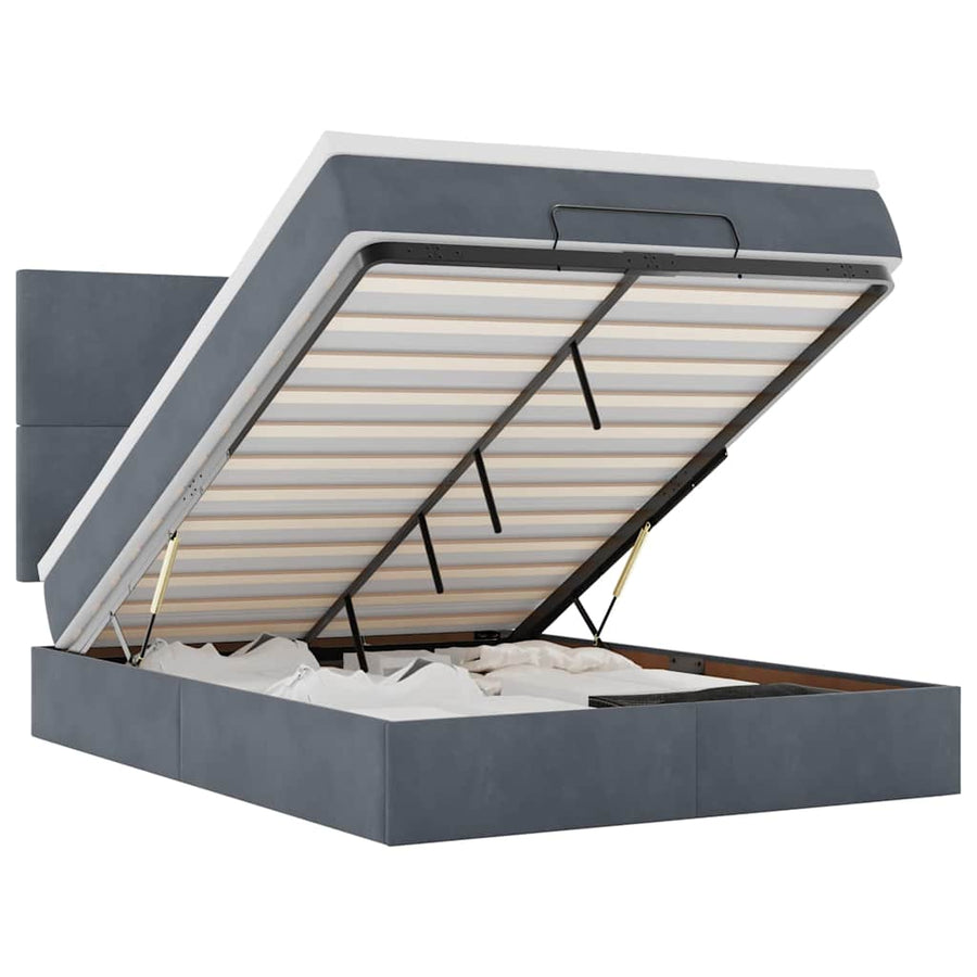 Ottoman bed met matrassen en LED's 140x200cm fluweel
