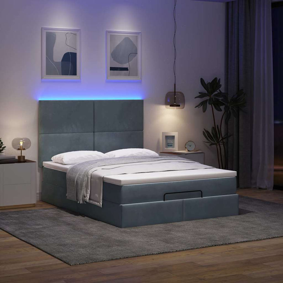 Ottoman bed met matrassen en LED's 140x200cm fluweel