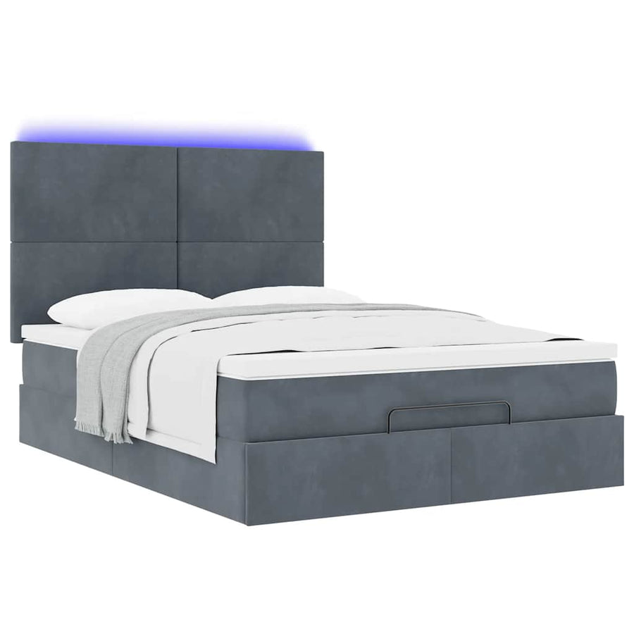 Ottoman bed met matrassen en LED's 140x200cm fluweel