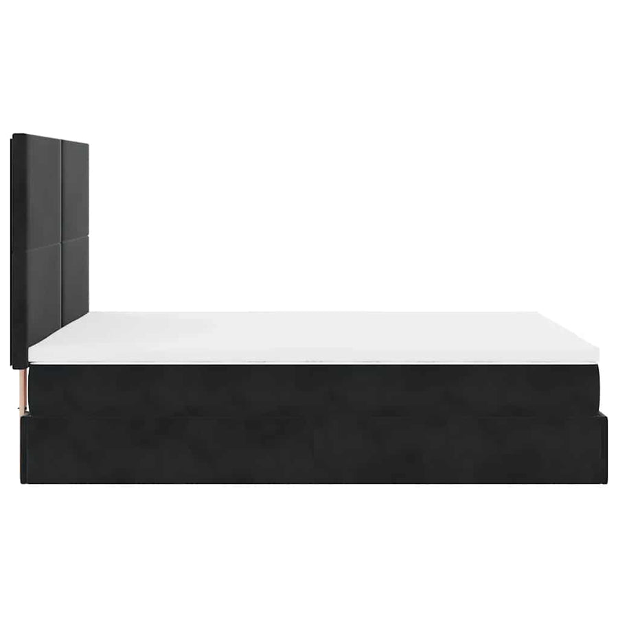Ottoman Bed Met Matrassen En Led's 140X200Cm Fluweel 140 x 200 cm Zwart