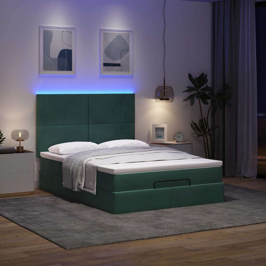 Ottoman bed met matrassen en LED's 140x200cm fluweel
