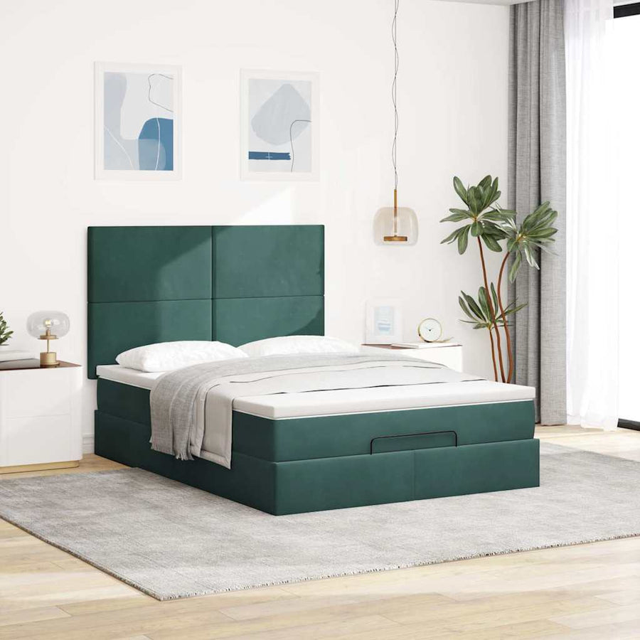 Ottoman bed met matrassen en LED's 140x200cm fluweel