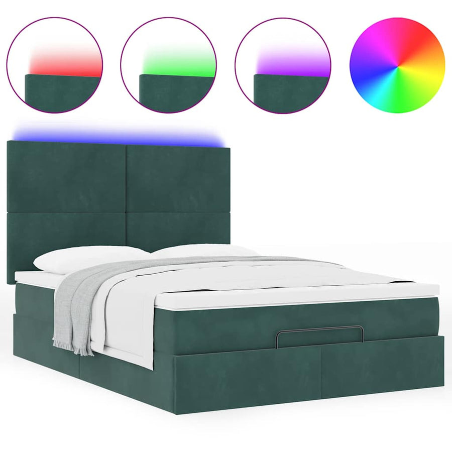 Ottoman bed met matrassen en LED's 140x200cm fluweel