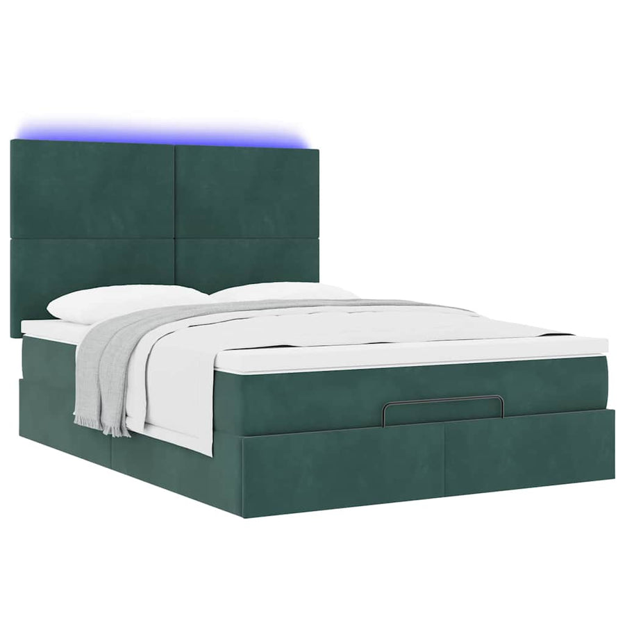 Ottoman bed met matrassen en LED's 140x200cm fluweel