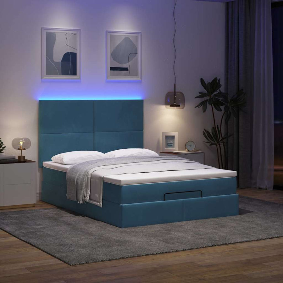 Ottoman bed met matrassen en LED's 140x200cm fluweel