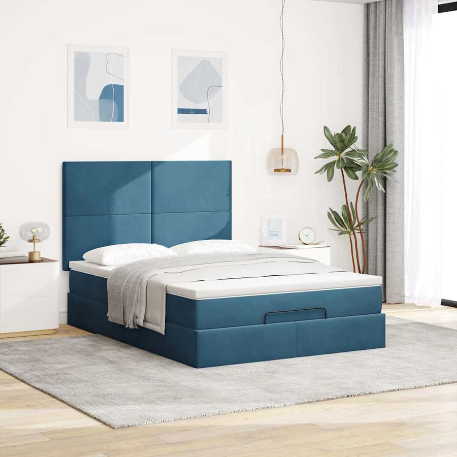 Ottoman bed met matrassen en LED's 140x200cm fluweel