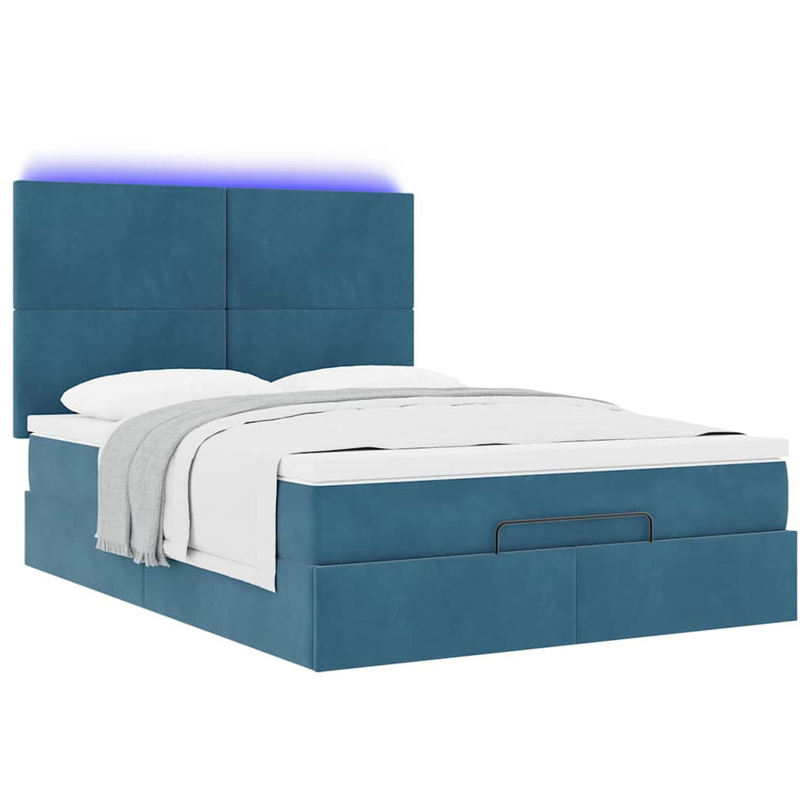 Ottoman bed met matrassen en LED's 140x200cm fluweel