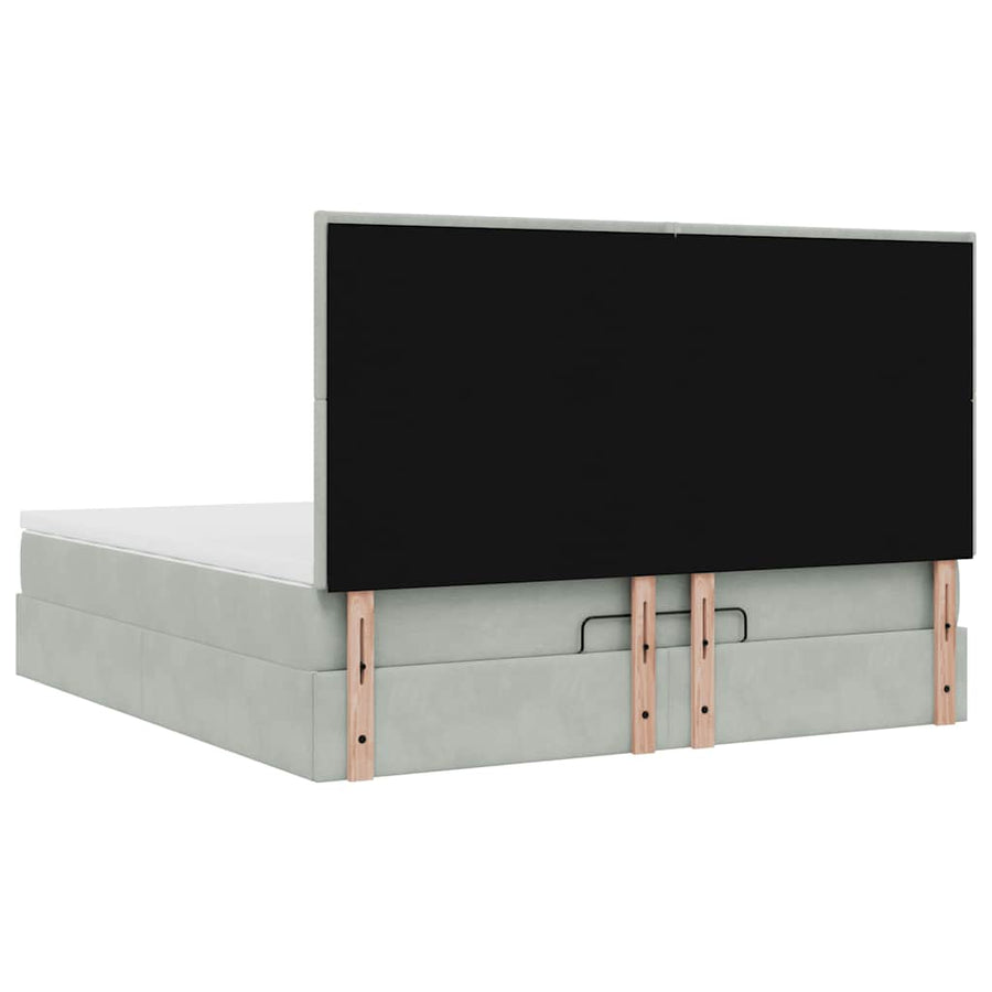 Ottoman bed met matrassen en LED's 160x200cm fluweel lichtgrijs