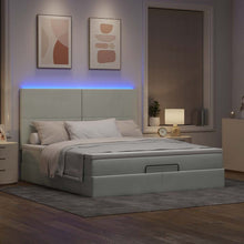 Ottoman bed met matrassen en LED's 160x200cm fluweel lichtgrijs