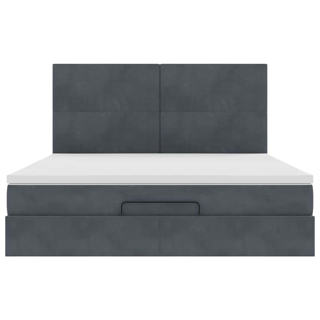 Ottoman Bed Met Matrassen En Led's 160X200Cm Fluweel 160 x 200 cm Donkergrijs