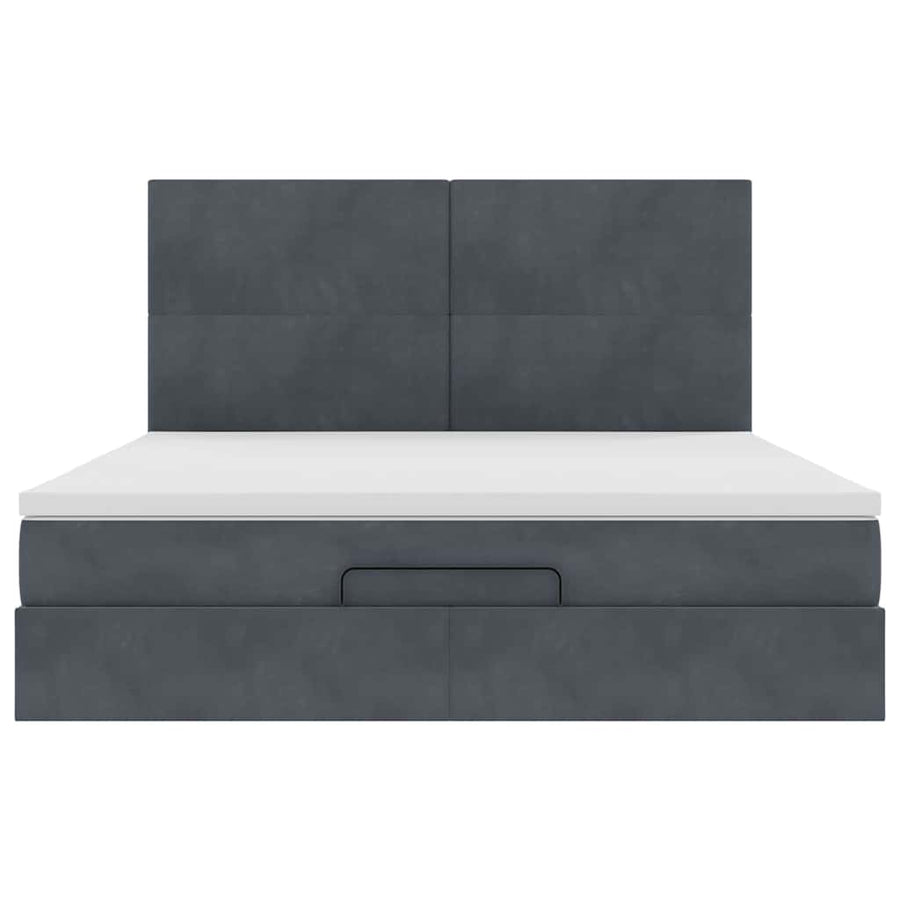 Ottoman Bed Met Matrassen En Led's 160X200Cm Fluweel 160 x 200 cm Donkergrijs