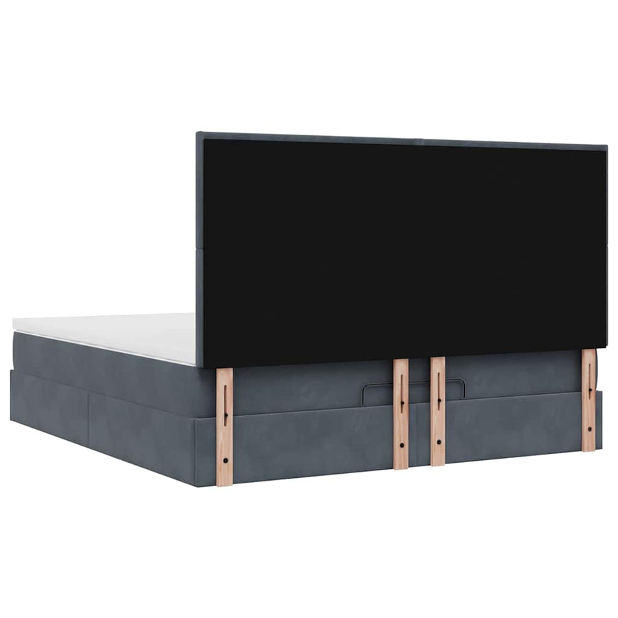 Ottoman Bed Met Matrassen En Led's 160X200Cm Fluweel 160 x 200 cm Donkergrijs