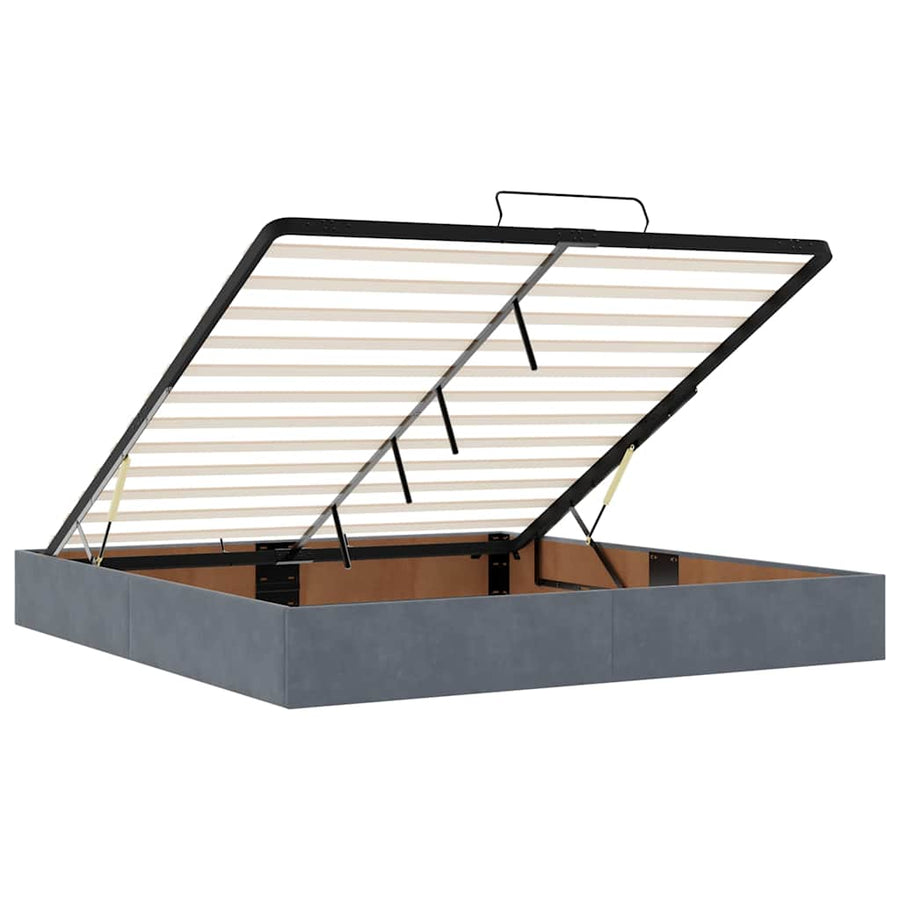 Ottoman Bed Met Matrassen En Led's 160X200Cm Fluweel 160 x 200 cm Donkergrijs