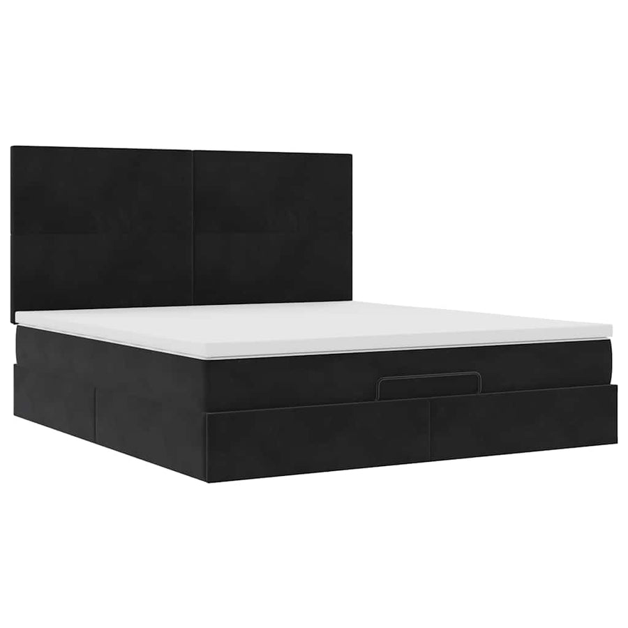 Ottoman bed met matrassen en LED's 160x200cm fluweel zwart