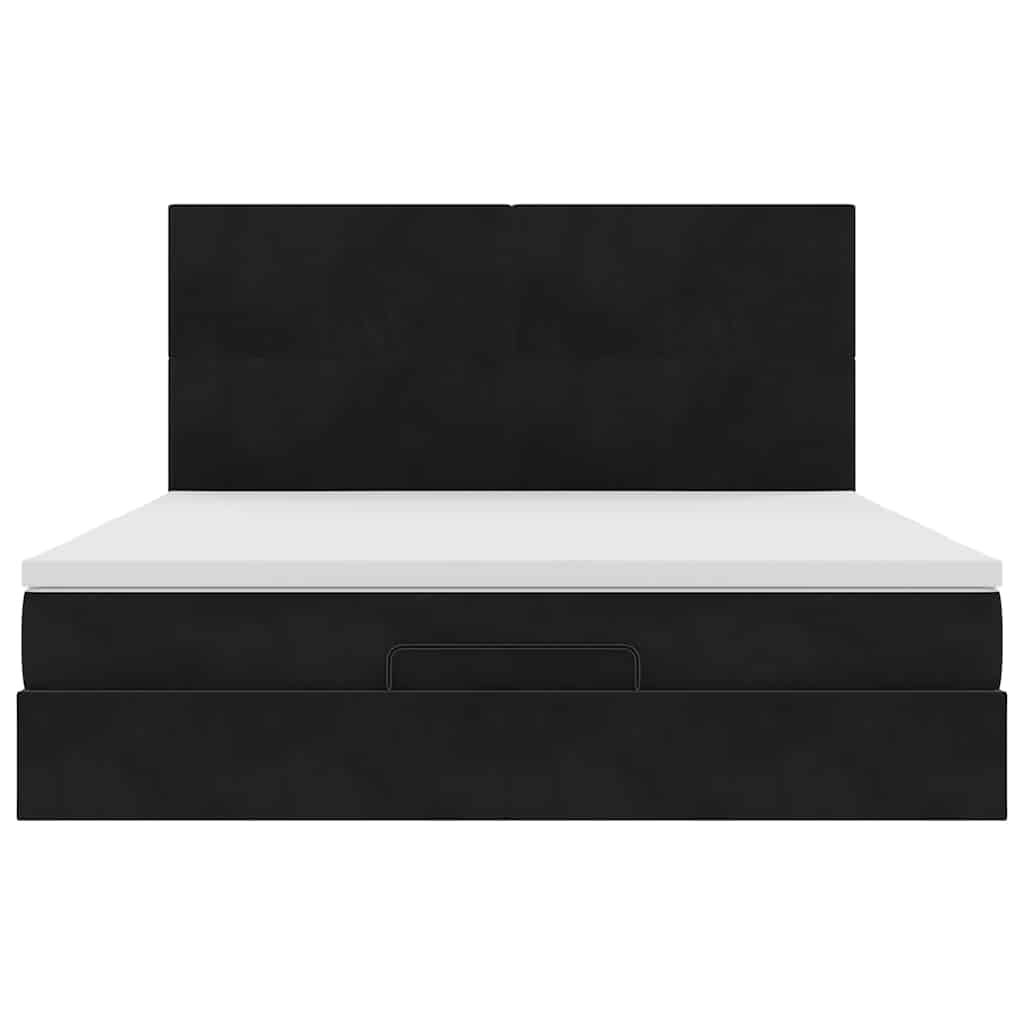 Ottoman bed met matrassen en LED's 160x200cm fluweel zwart