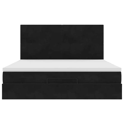 Ottoman bed met matrassen en LED's 160x200cm fluweel zwart