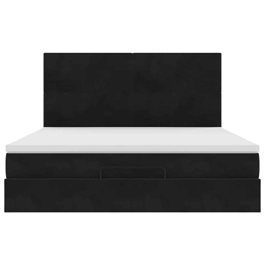 Ottoman bed met matrassen en LED's 160x200cm fluweel zwart