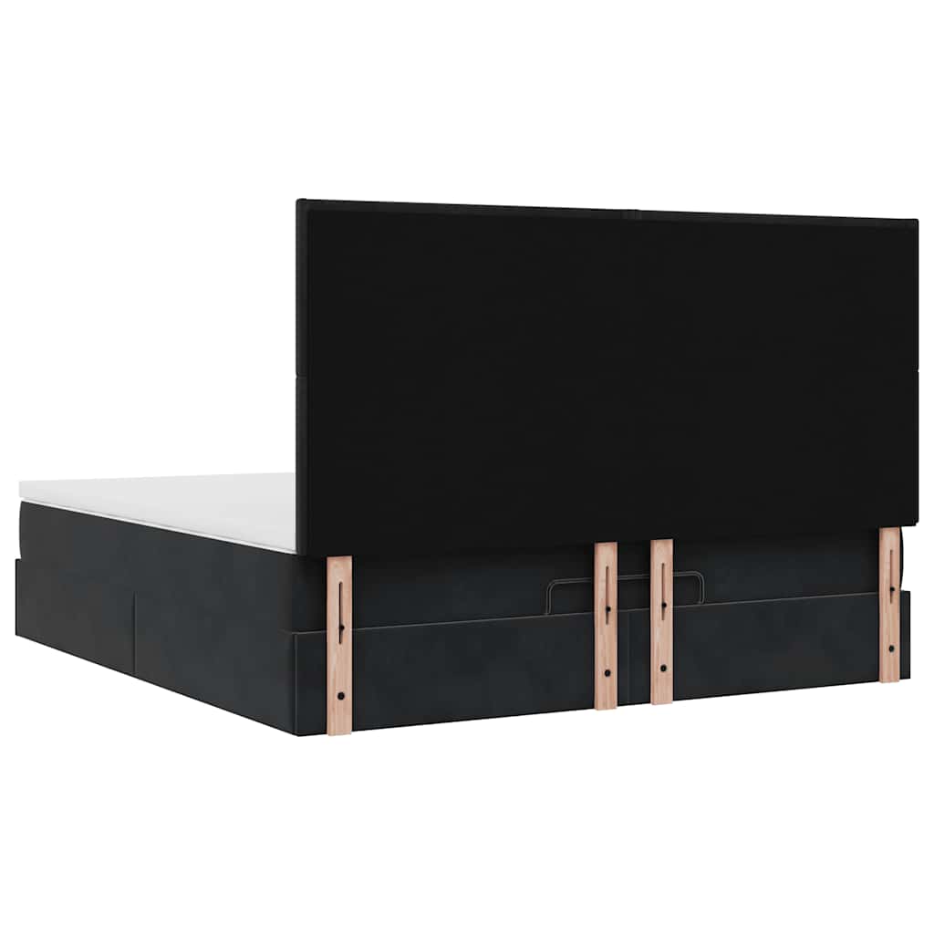 Ottoman bed met matrassen en LED's 160x200cm fluweel zwart