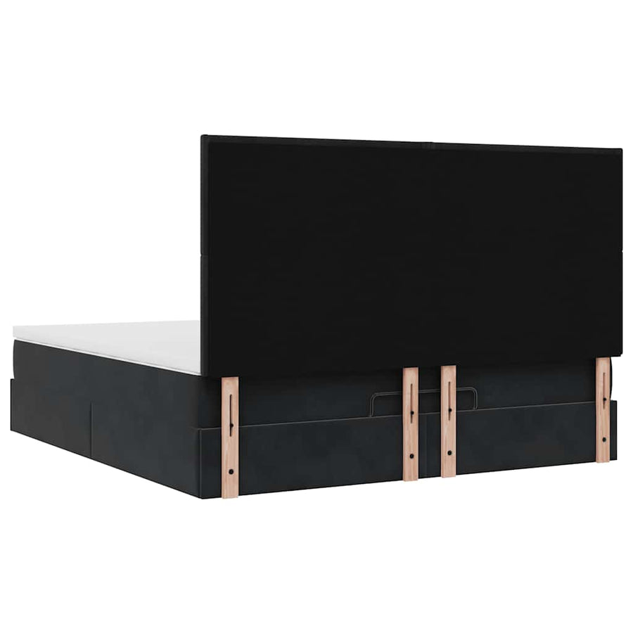 Ottoman bed met matrassen en LED's 160x200cm fluweel zwart
