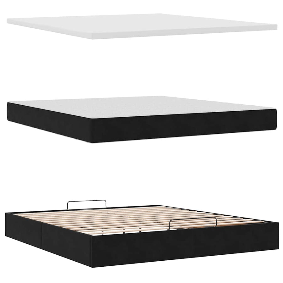 Ottoman bed met matrassen en LED's 160x200cm fluweel zwart