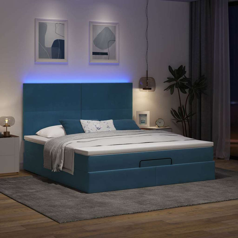 Ottoman bed met matrassen en LED's 160x200cm fluweel