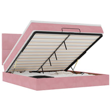 Ottoman bed met matrassen en LED's 160x200cm fluweel roze