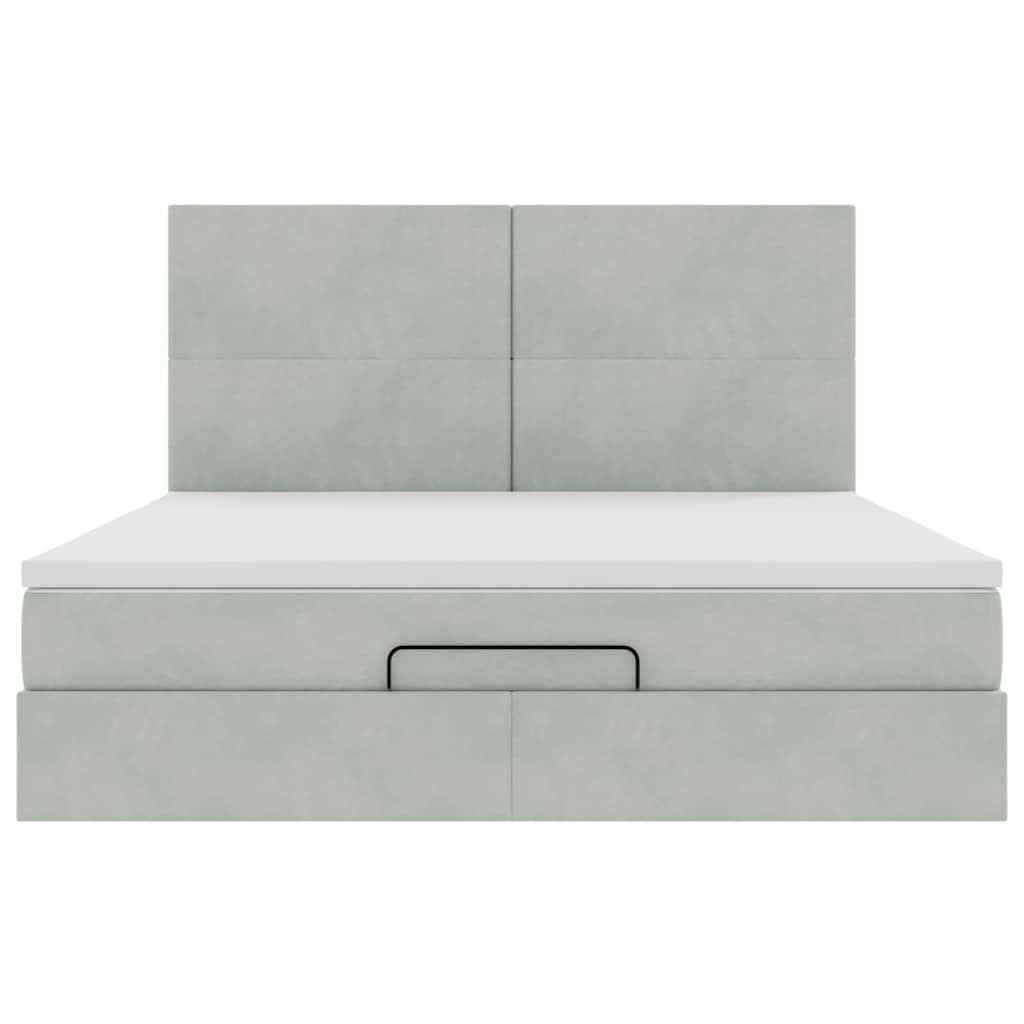 Ottoman bed met matrassen en LED's 180x200cm fluweel lichtgrijs