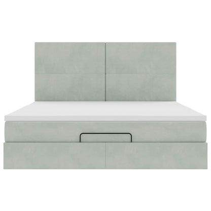 Ottoman bed met matrassen en LED's 180x200cm fluweel lichtgrijs