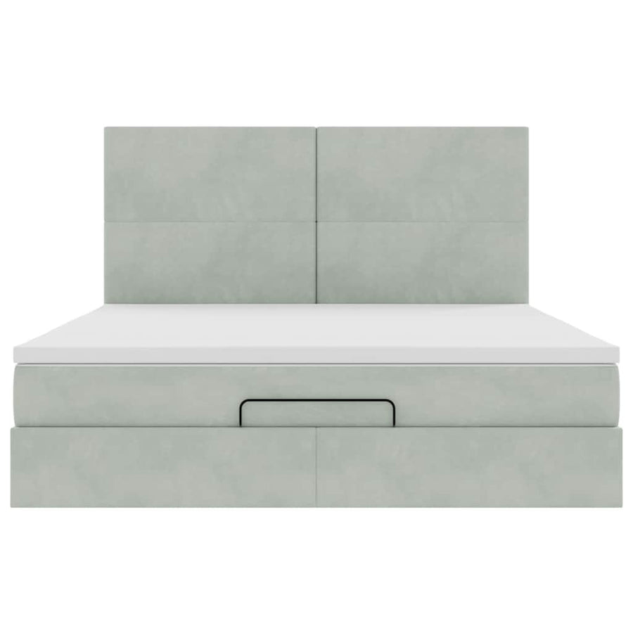 Ottoman bed met matrassen en LED's 180x200cm fluweel lichtgrijs