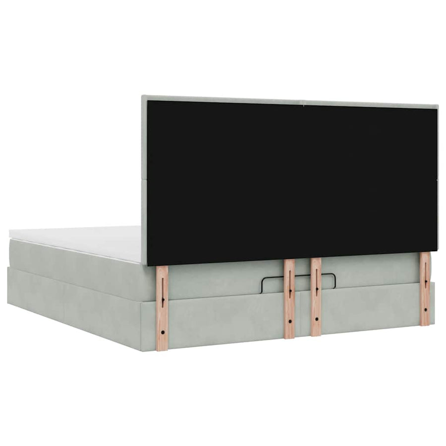 Ottoman bed met matrassen en LED's 180x200cm fluweel lichtgrijs