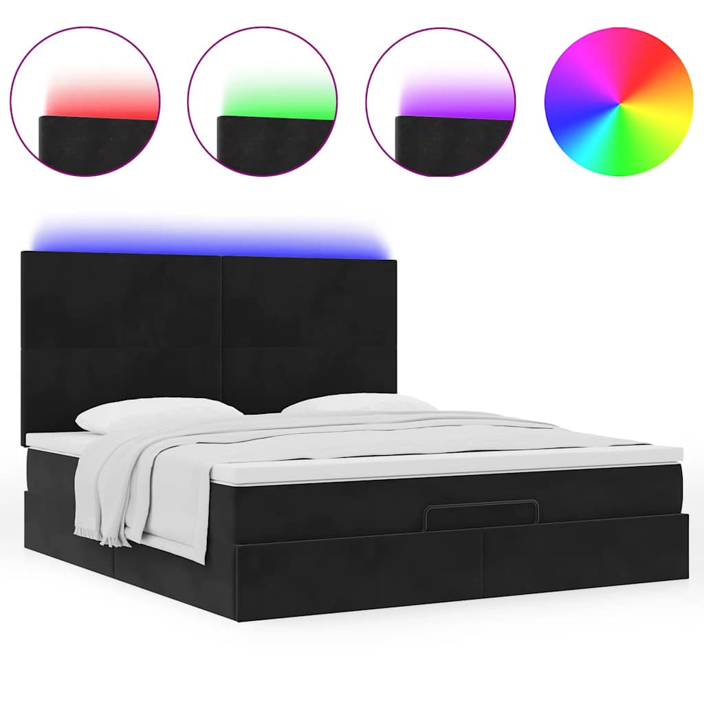 Ottoman bed met matrassen en LED's 180x200cm fluweel zwart