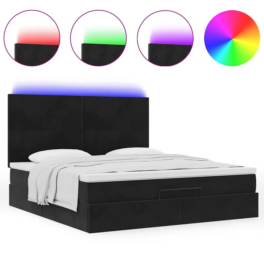 Ottoman bed met matrassen en LED's 180x200cm fluweel zwart