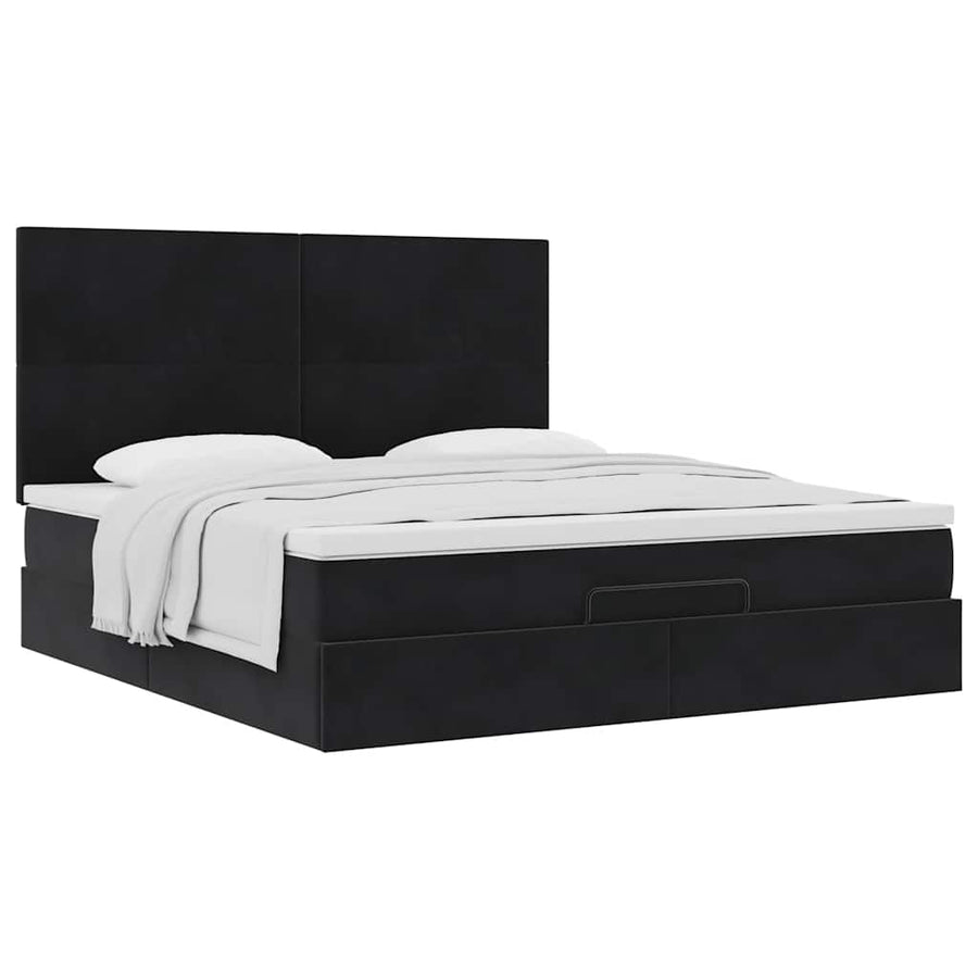 Ottoman bed met matrassen en LED's 180x200cm fluweel zwart