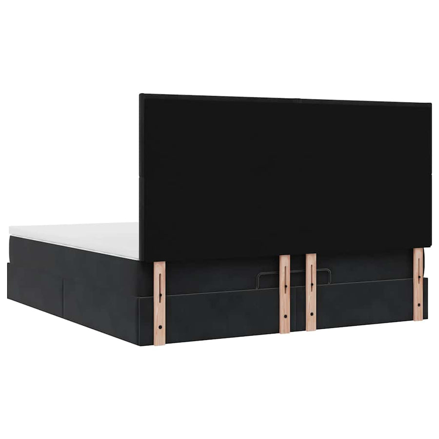 Ottoman bed met matrassen en LED's 180x200cm fluweel zwart