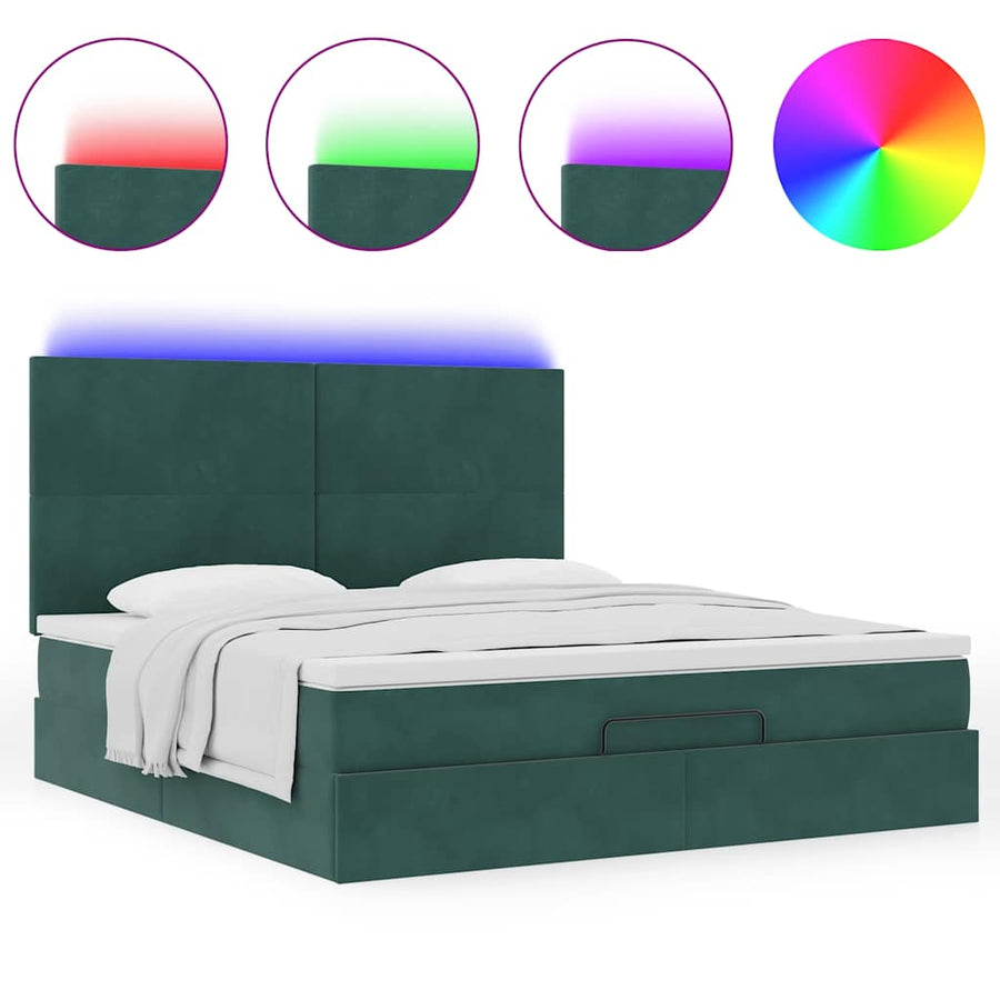 Ottoman bed met matrassen en LED's 180x200cm fluweel