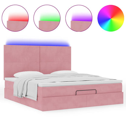 Ottoman bed met matrassen en LED's 180x200cm fluweel roze