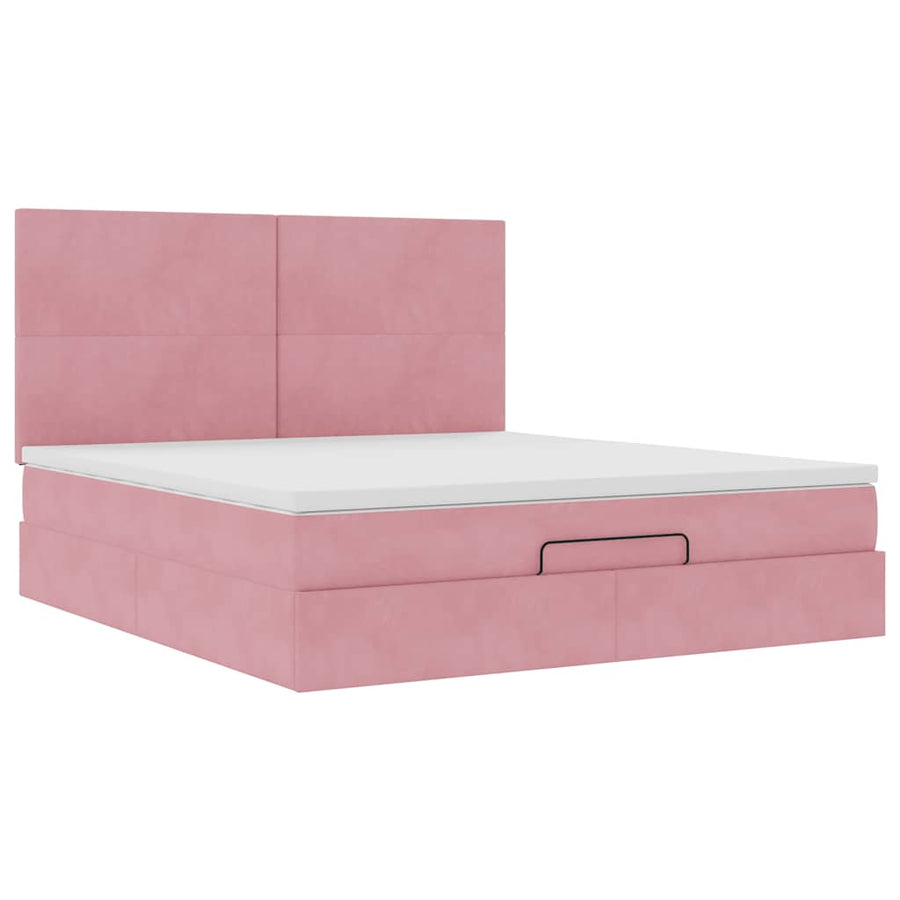 Ottoman bed met matrassen en LED's 180x200cm fluweel roze