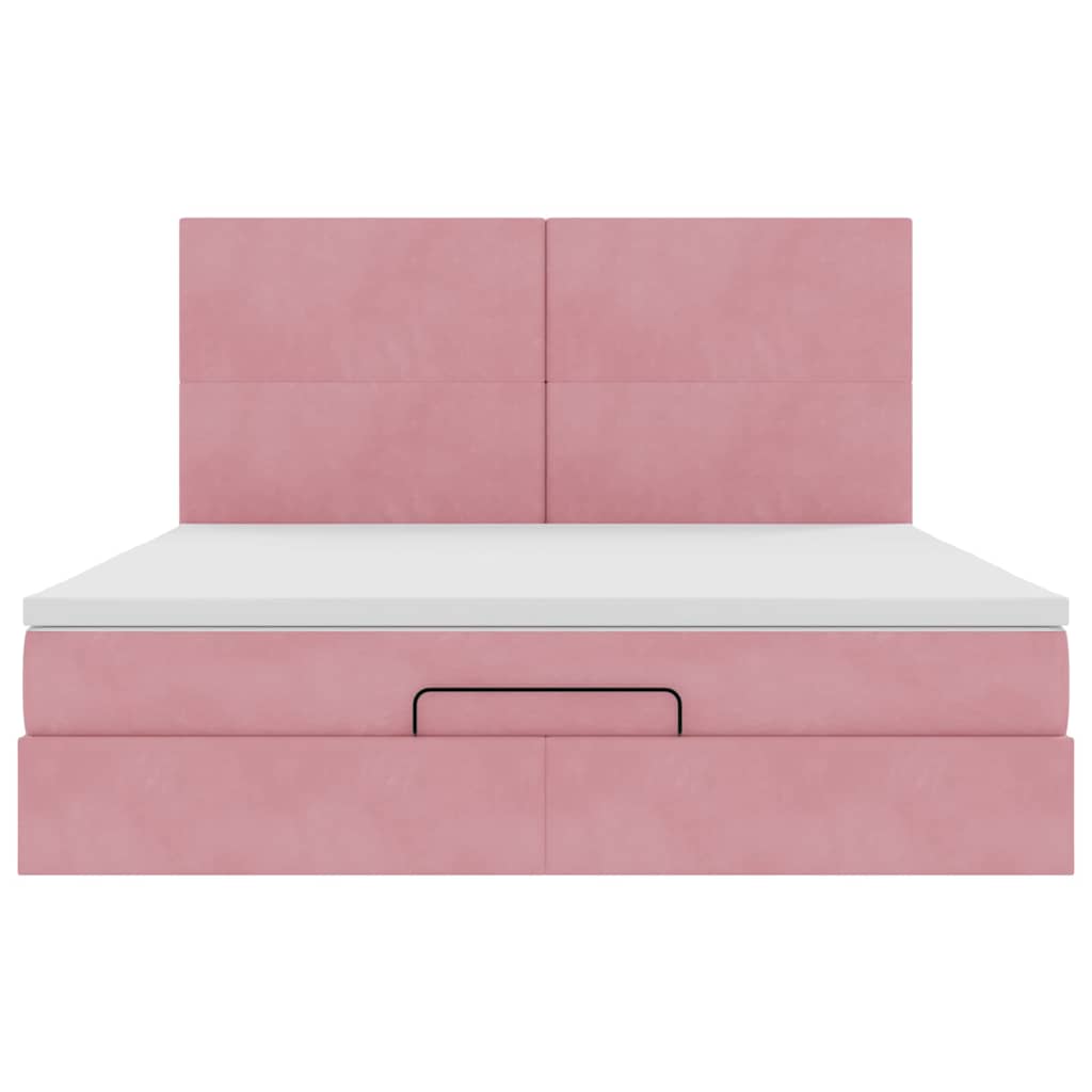 Ottoman bed met matrassen en LED's 180x200cm fluweel roze