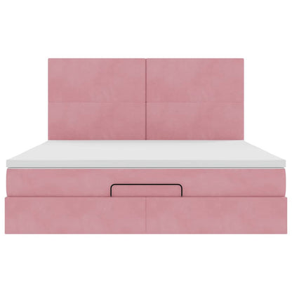 Ottoman bed met matrassen en LED's 180x200cm fluweel roze