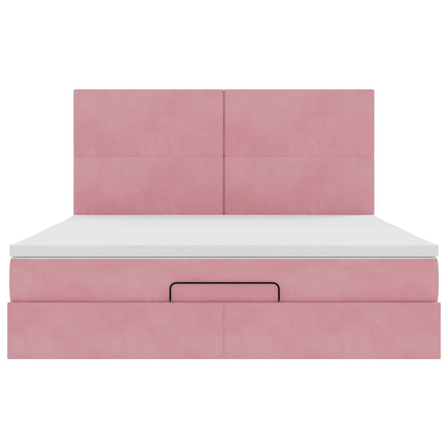 Ottoman bed met matrassen en LED's 180x200cm fluweel roze